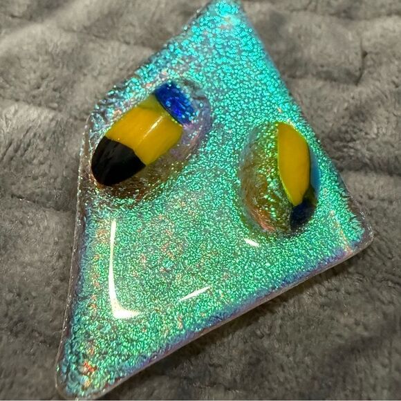 Set of 4 Modern Fused Glass Pendants – Bold Abstract Art with Iridescent Sparkle - Picture 12 of 17